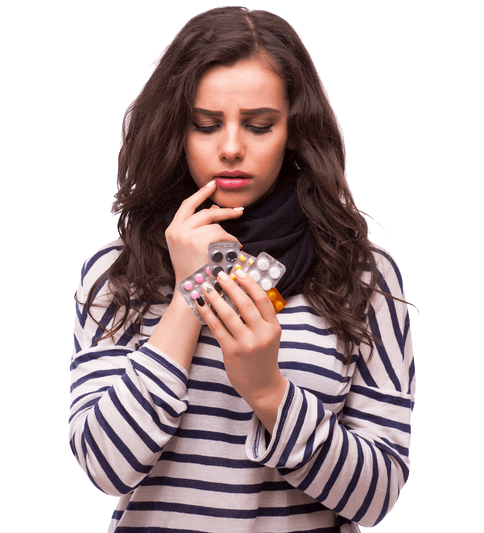 woman with pills