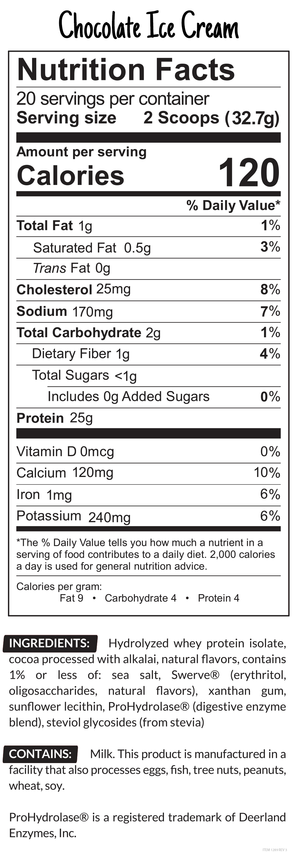 ingredients and nutritional facts