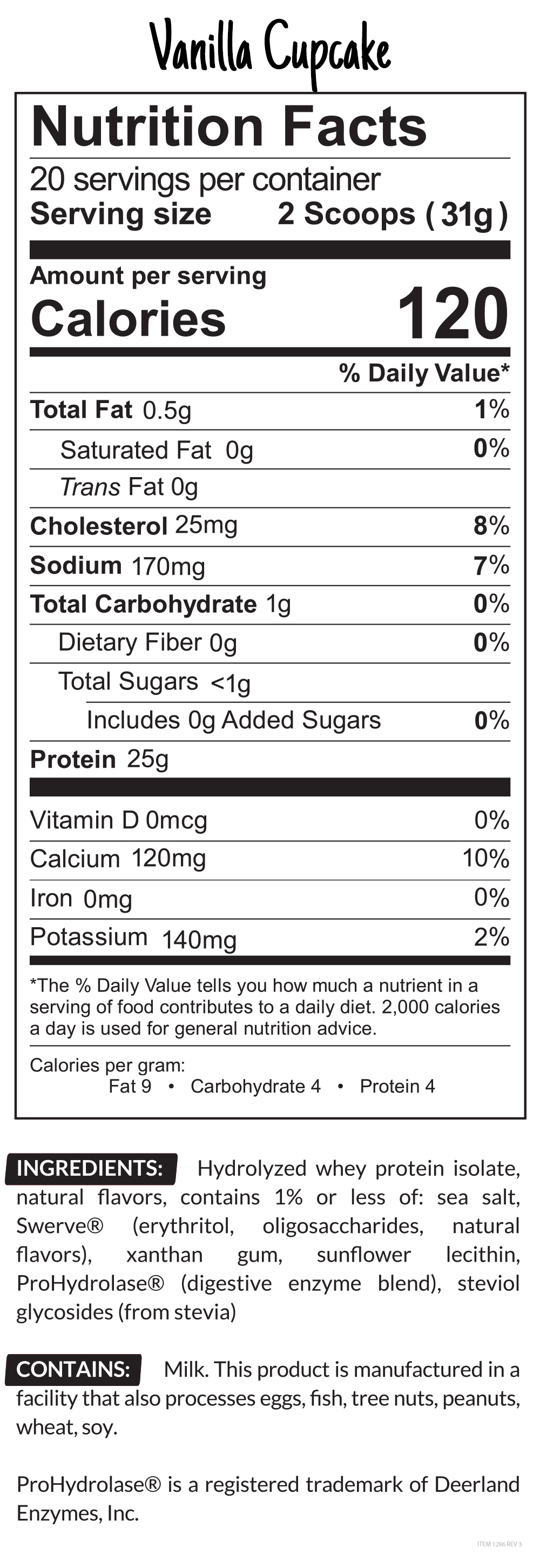 ingredients and nutritional facts