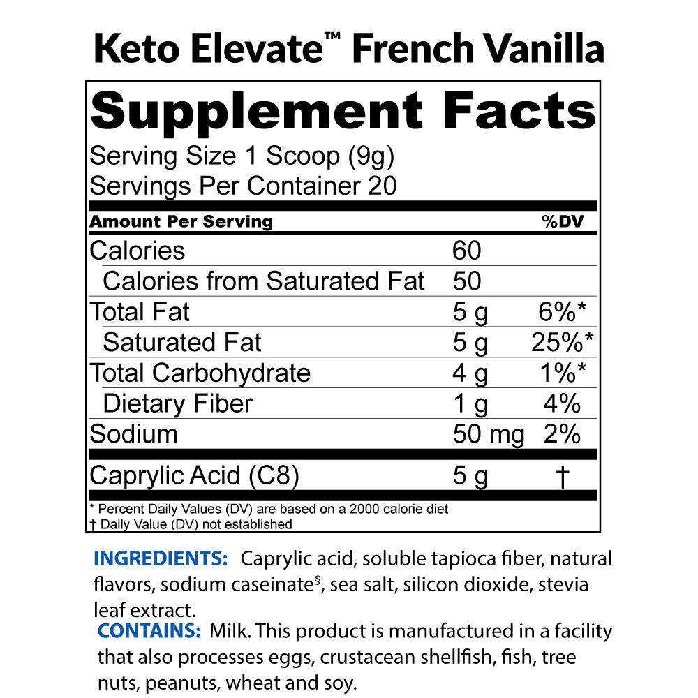 Keto Elevate Supplement Facts